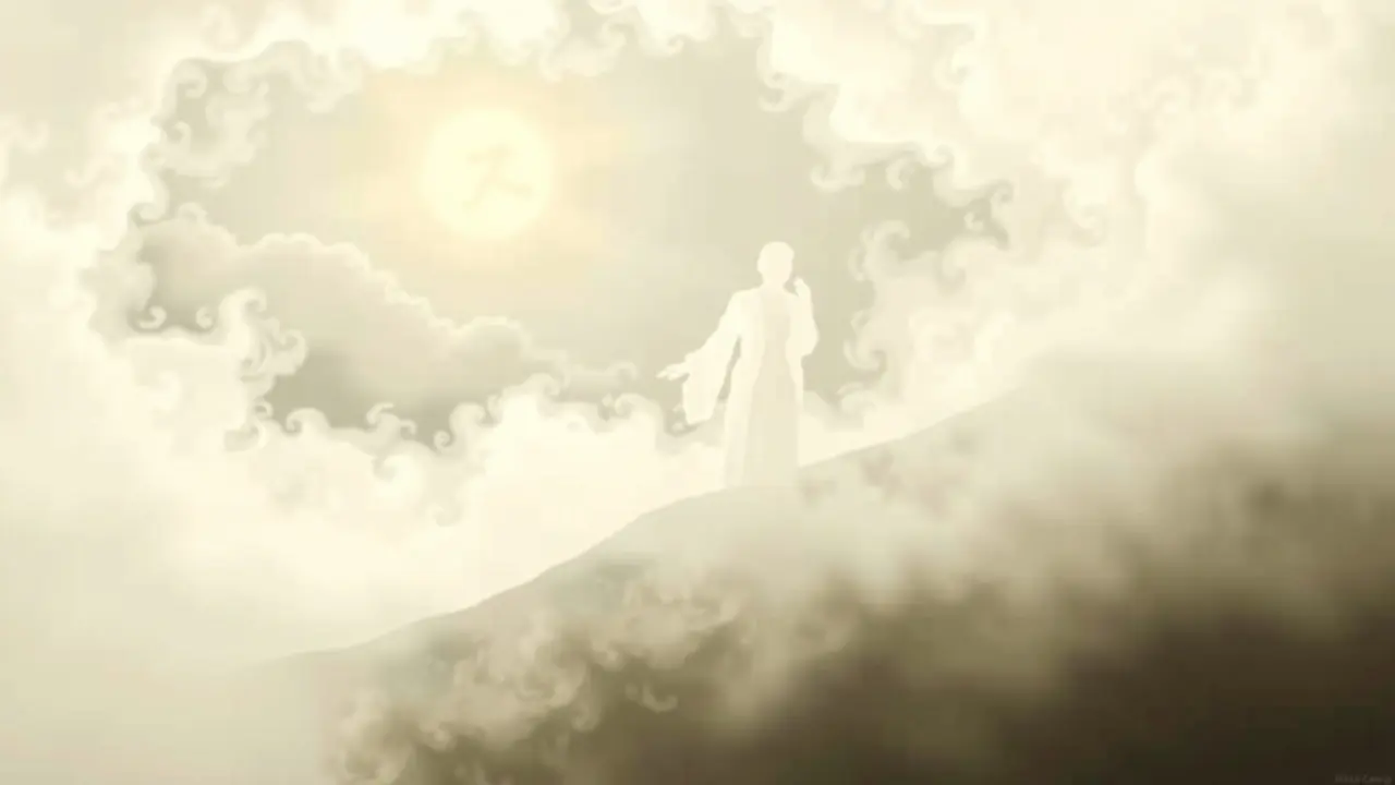 Sonho com guān: figura espiritual translúcida.