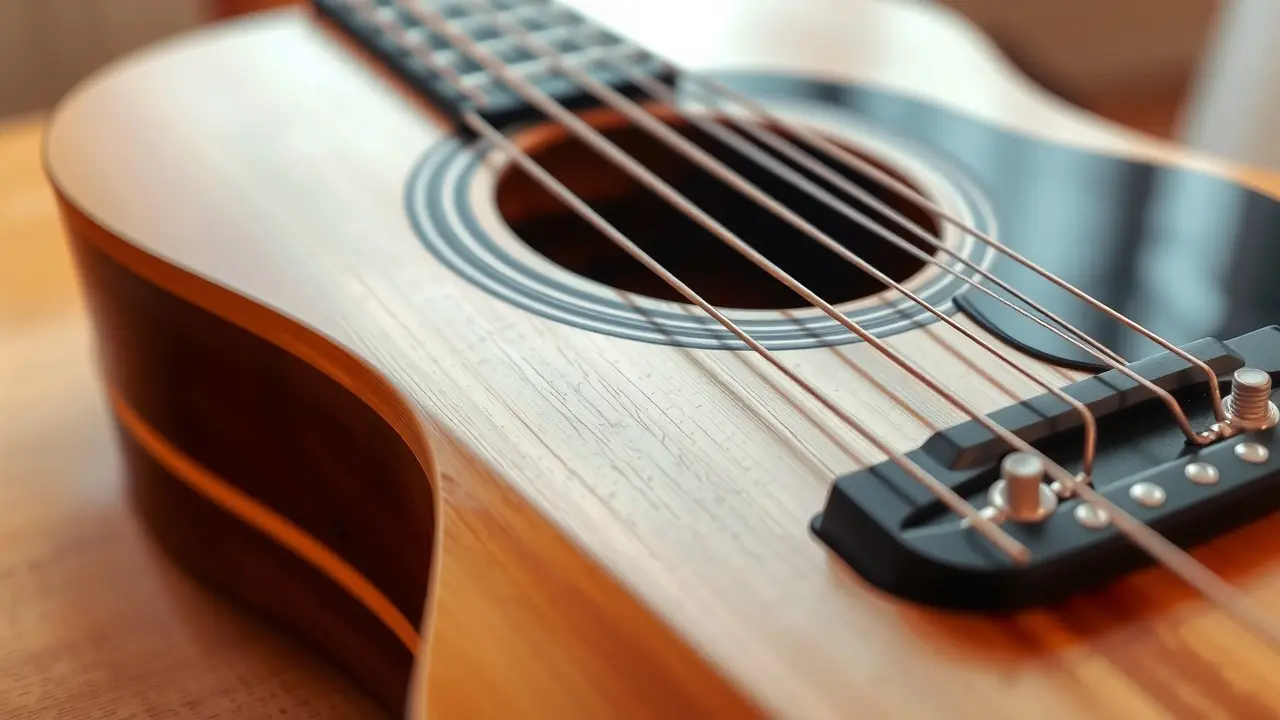 Detalhes de uma guitarra acústica artesanal