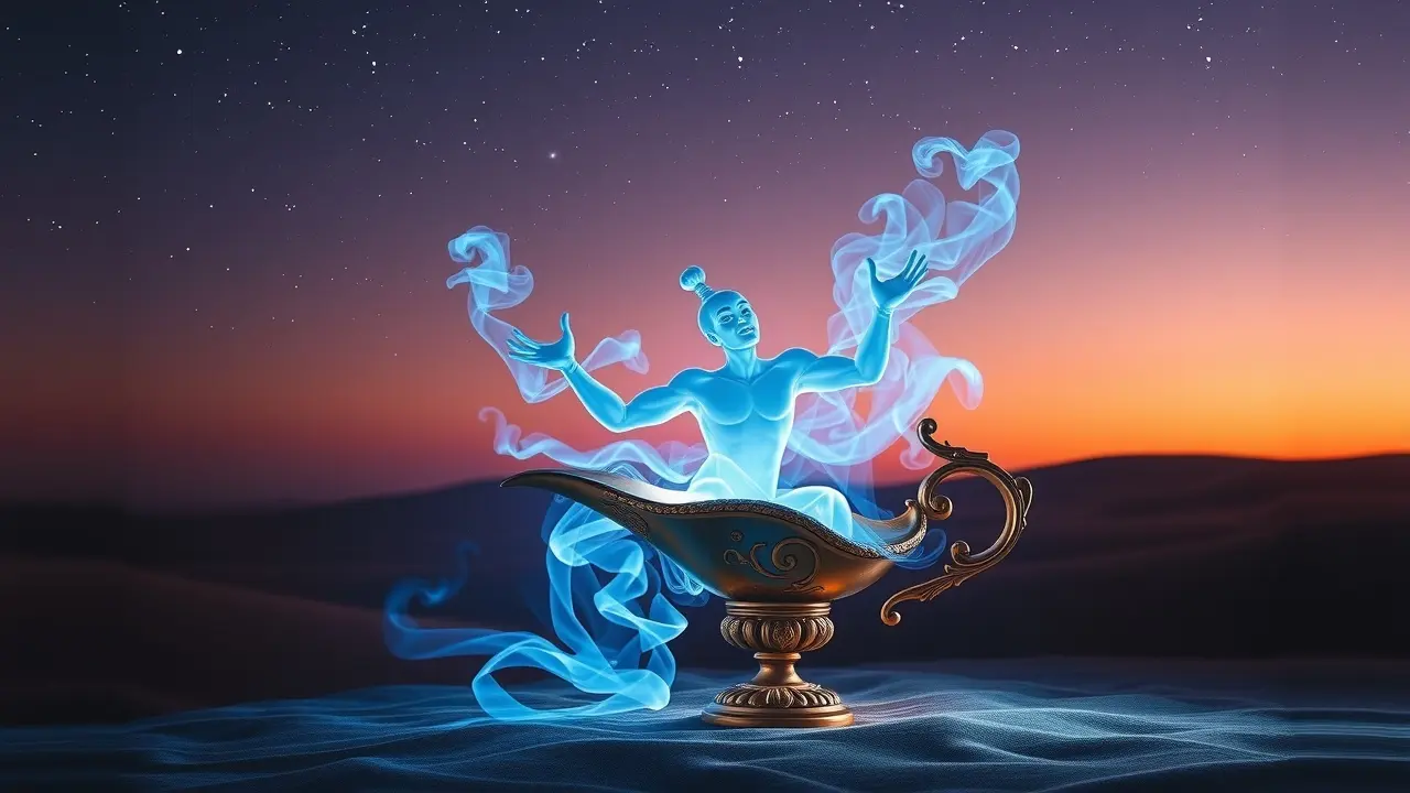 Sonhar com Gên: Desvende os Mistérios e Significados Ocultos Gênio saindo da lâmpada em sonho