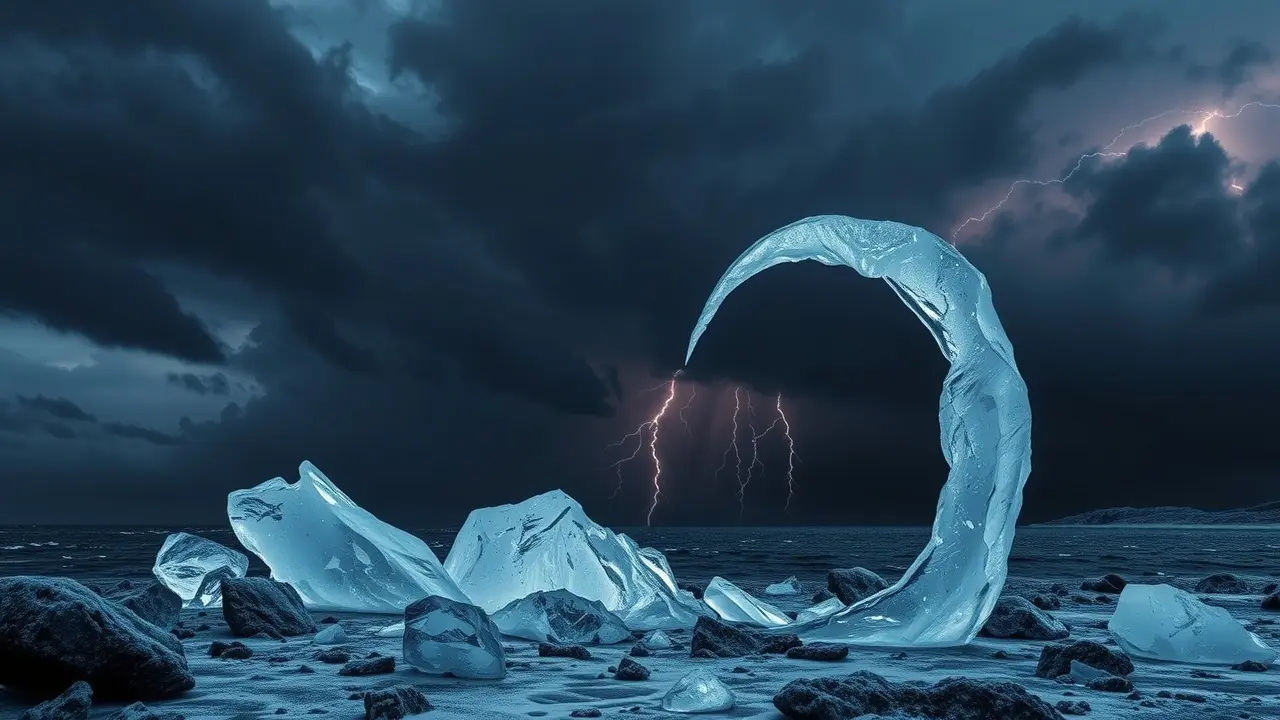 Runa Hagalaz formada por gelo e tempestade.