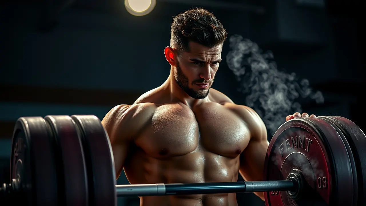 Homem forte levantando peso, representando sonhar com halterofilismo