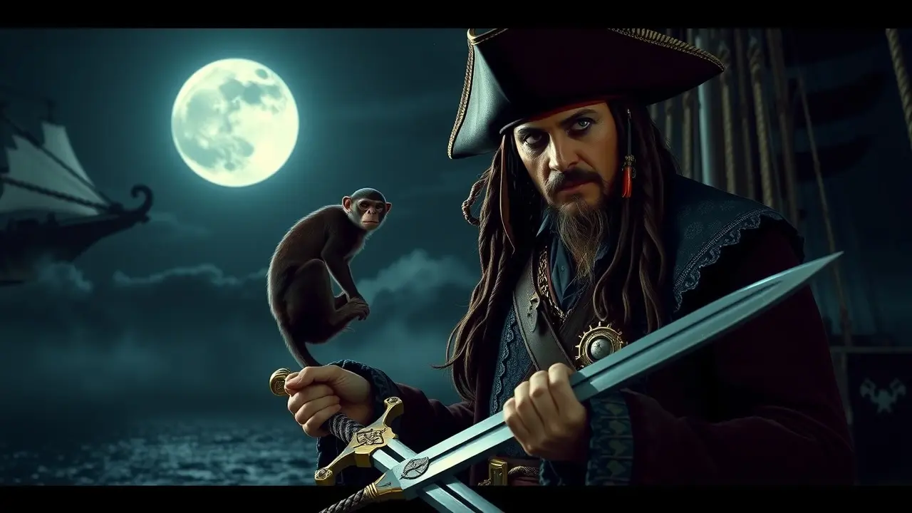 Significado de Sonhar com Hector Barbossa: Desvendando os Mares da Mente Hector Barbossa no convés do Black Pearl