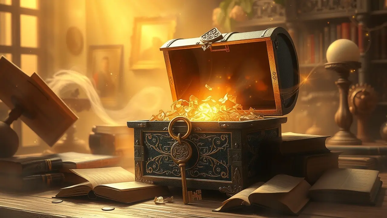 Sonhar com Herança: Descubra os Significados e Interpretações Ilustração de chave dourada e baú representando herança