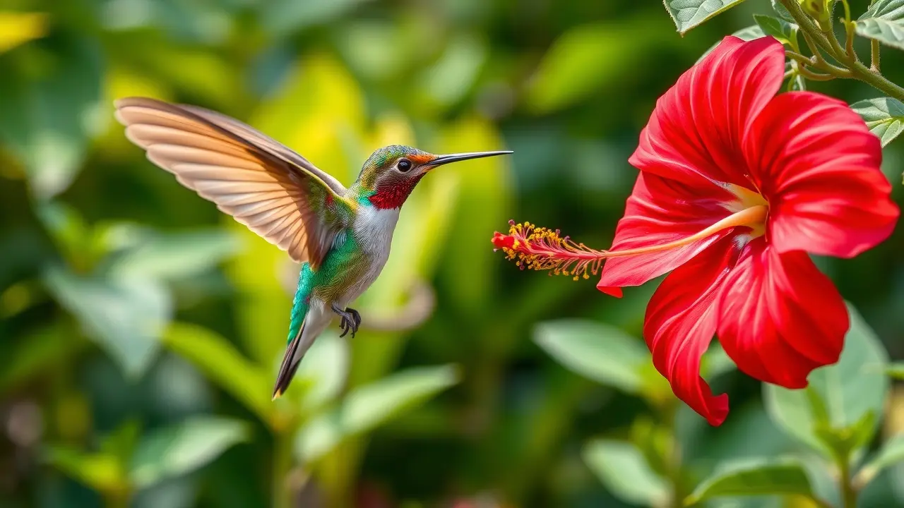 Descubra o Significado de Sonhar com Hibisco e Colibri: Interpretações e Simbolismos Colibri beija hibisco vermelho