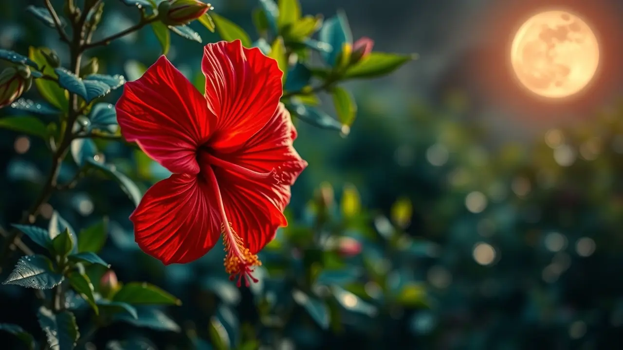 Sonhar com Hibisco: Descubra os Significados Ocultos Sonho com hibisco vermelho e jardim noturno