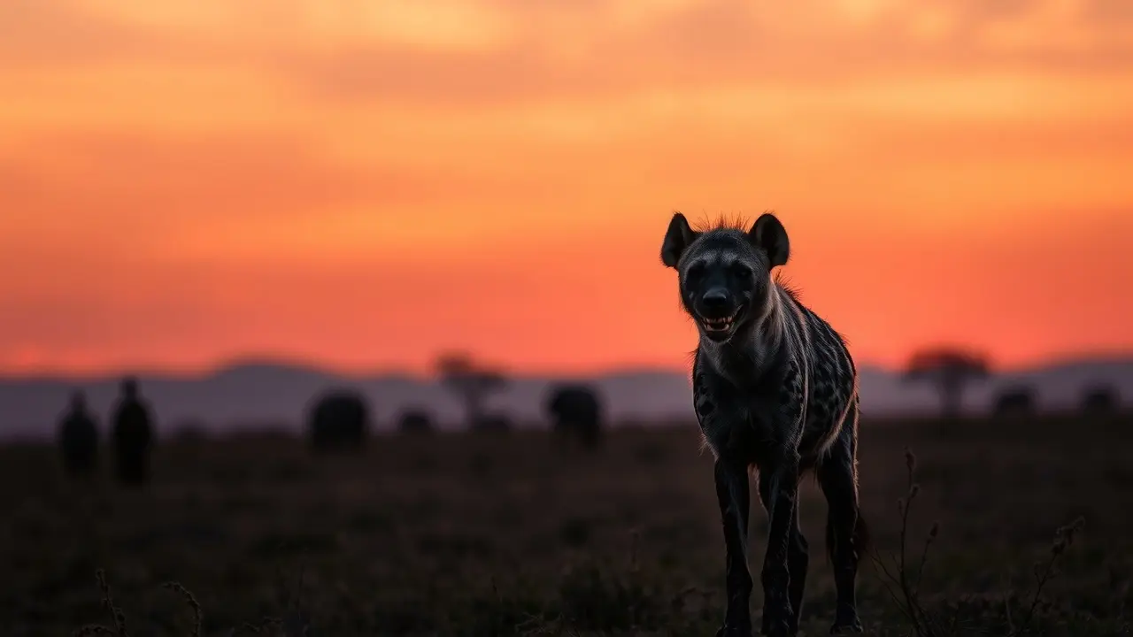 Sonhar com Hiena: Decifre os Significados e Simbolismos Ocultos Hiena solitária na savana ao entardecer