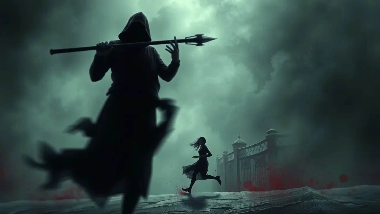 Interpretação de sonho com homicídio em tons sombrios.