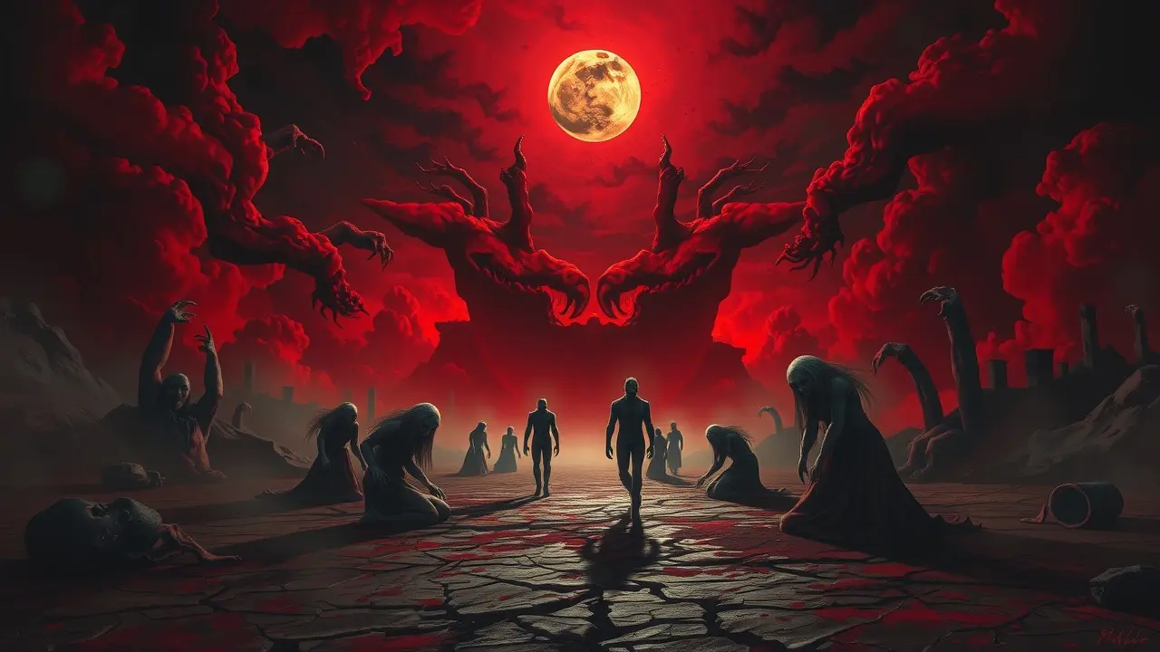 Sonho assustador com figuras distorcidas.