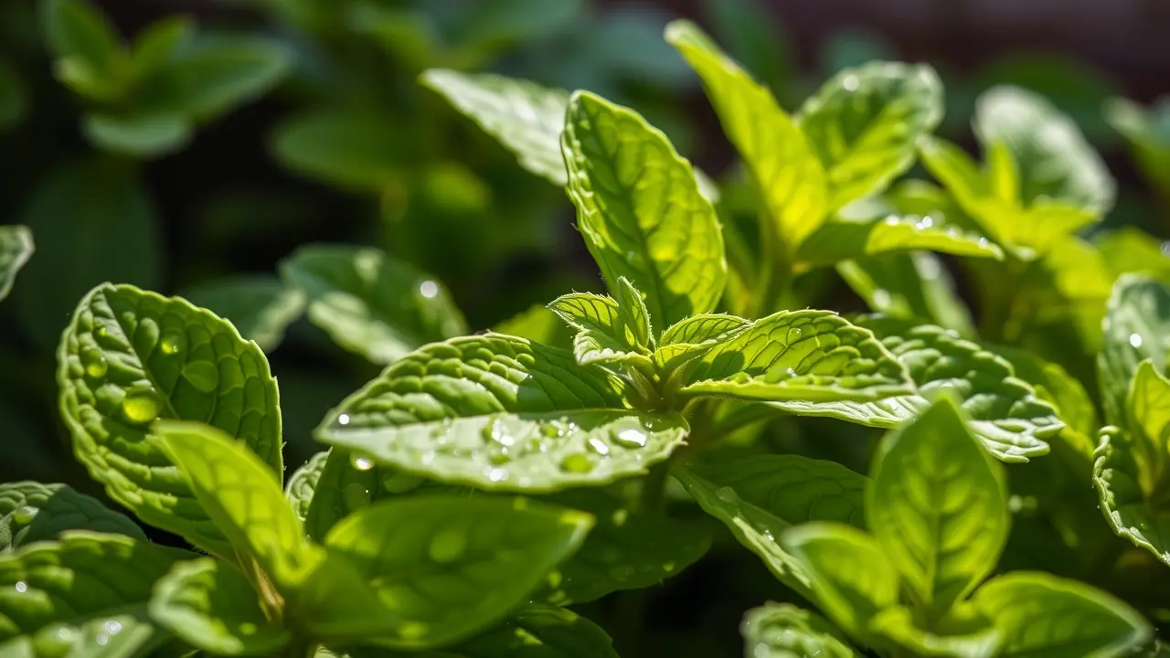 Folhas de hortelã verde vibrante e fresca.