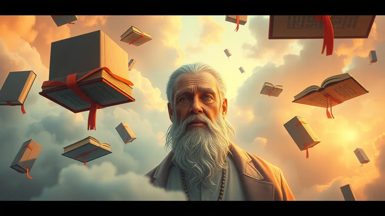 Homem sábio em paisagem onírica, sonho com Horácio