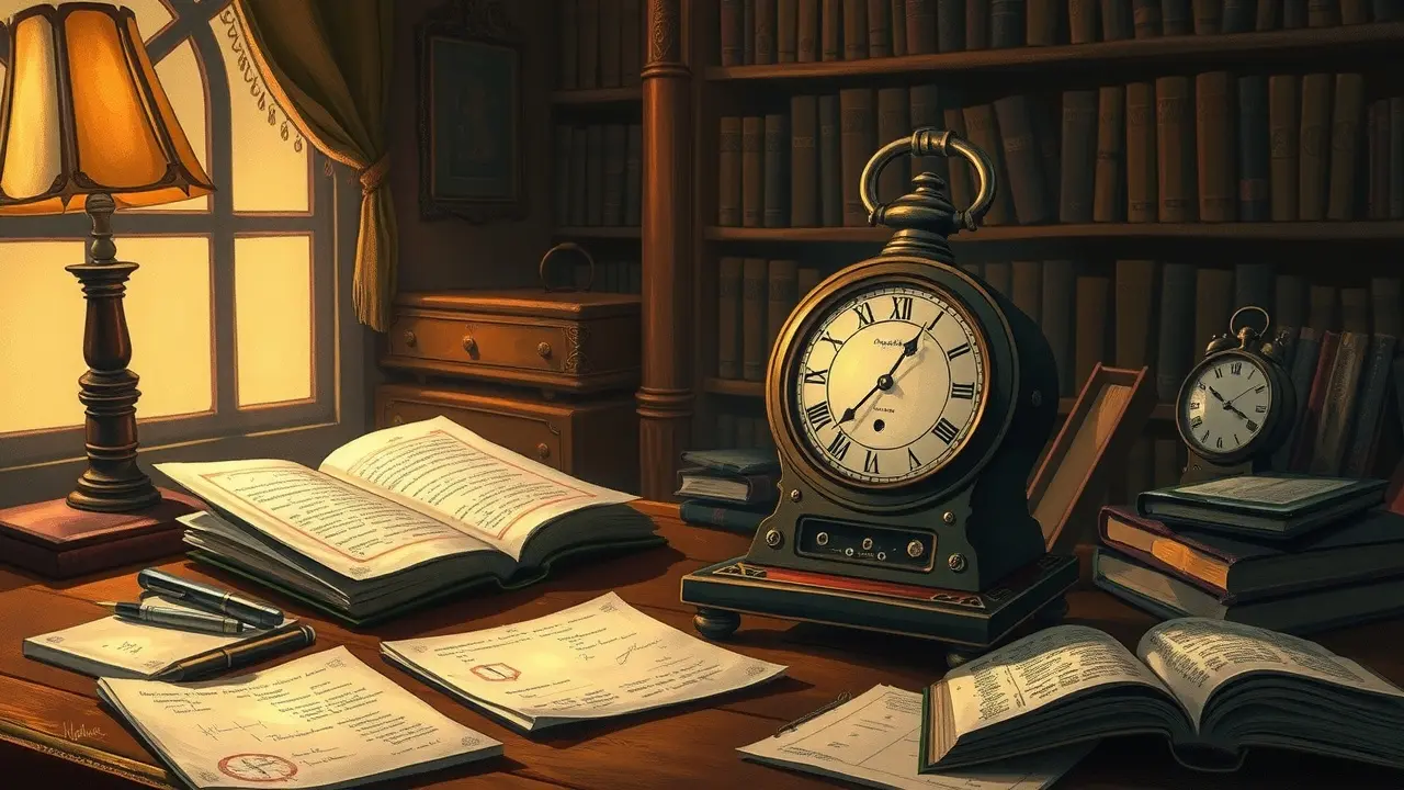 Horômetro antigo em um estudo