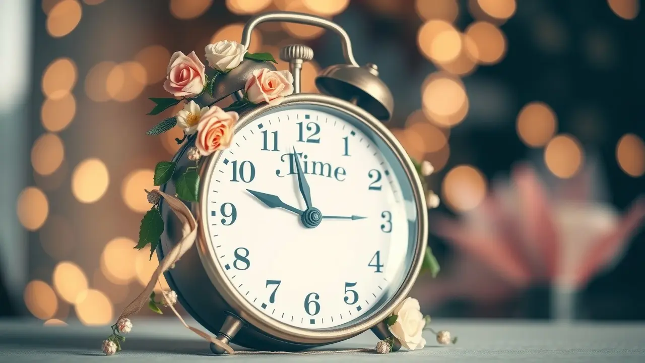 Relógio com horário de casamento