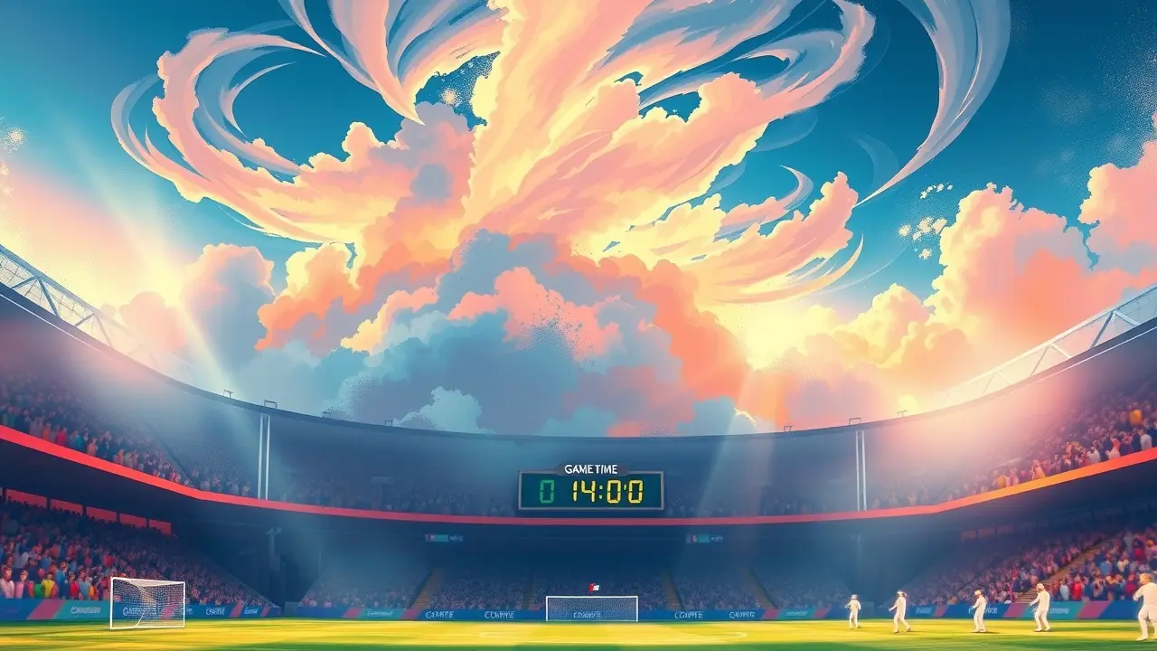 Relógio de estádio de futebol em sonho.