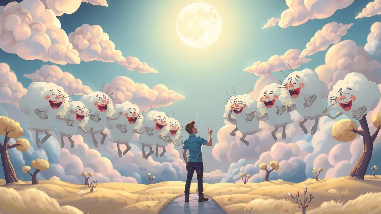 Sonho com humor e figuras de nuvens rindo