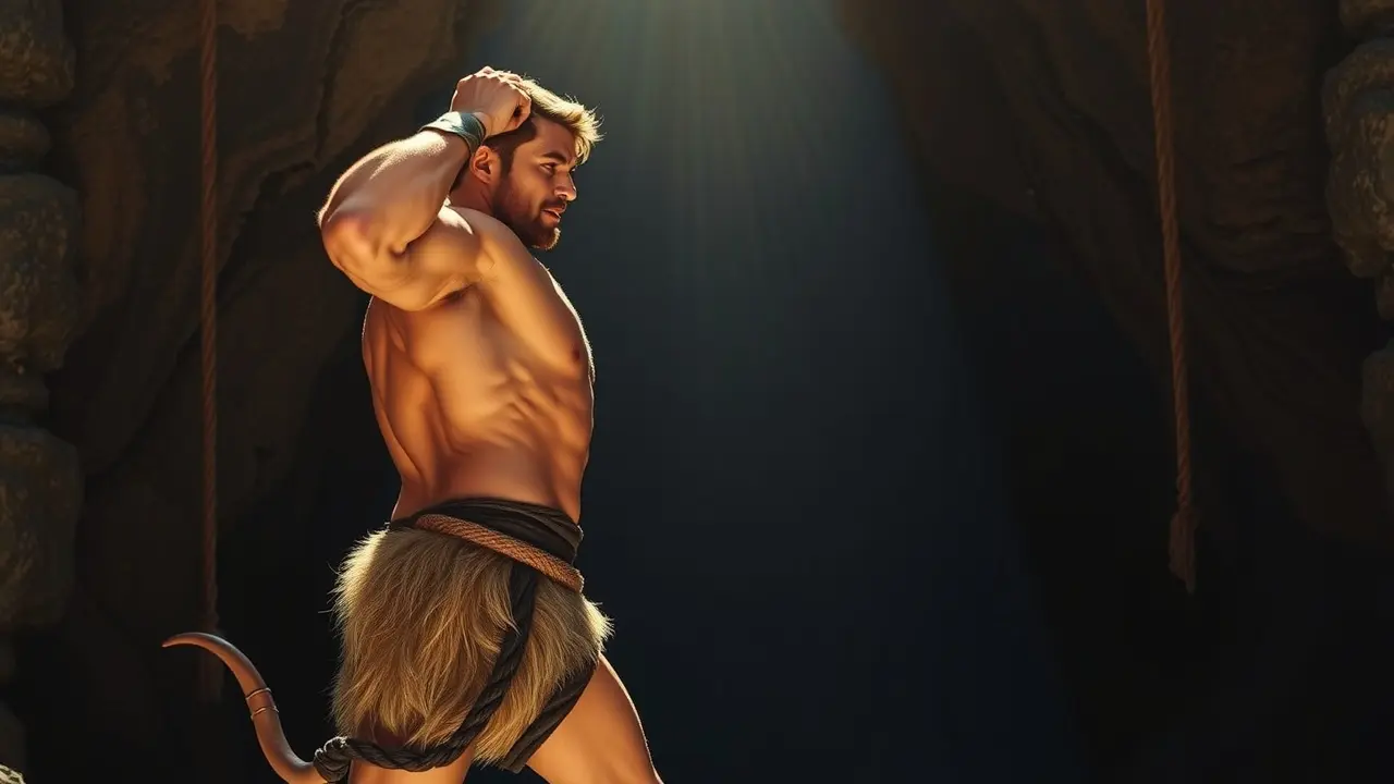 Hércules forte enfrentando um desafio