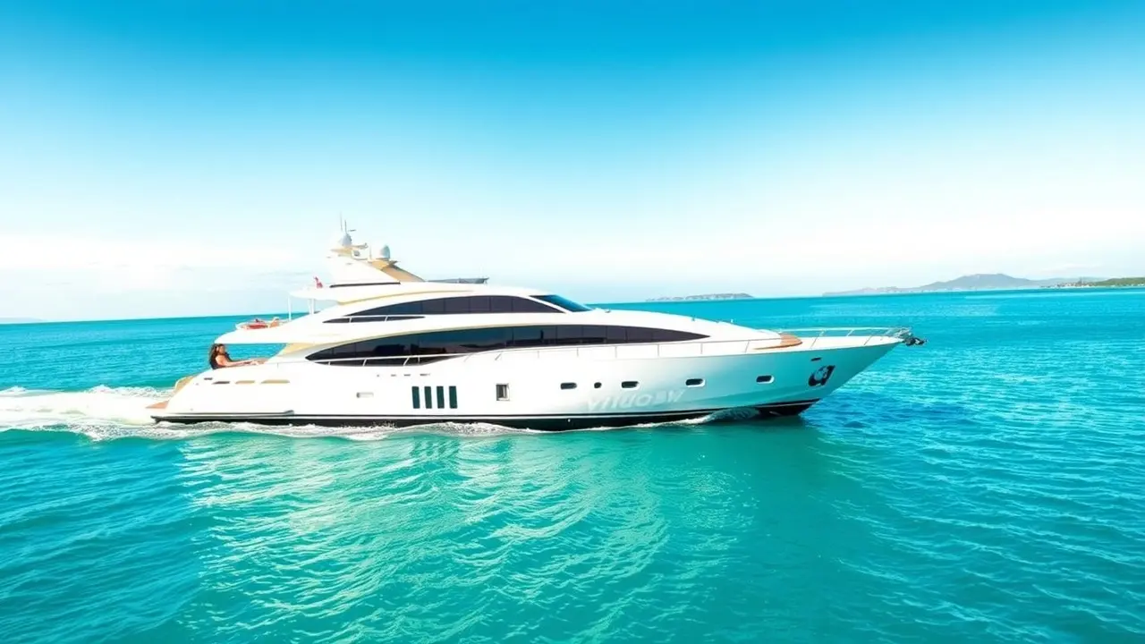 Iate navegando em mar turquesa