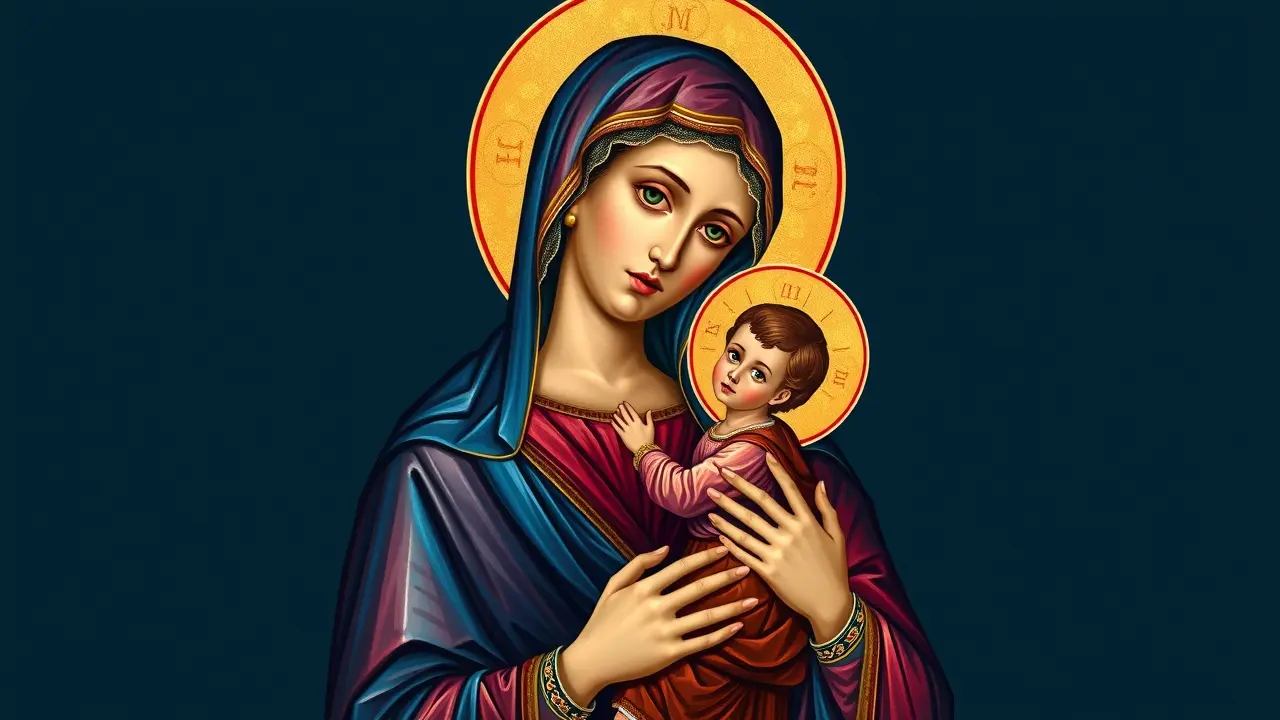 Ícone bizantino de Nossa Senhora com o Menino Jesus.