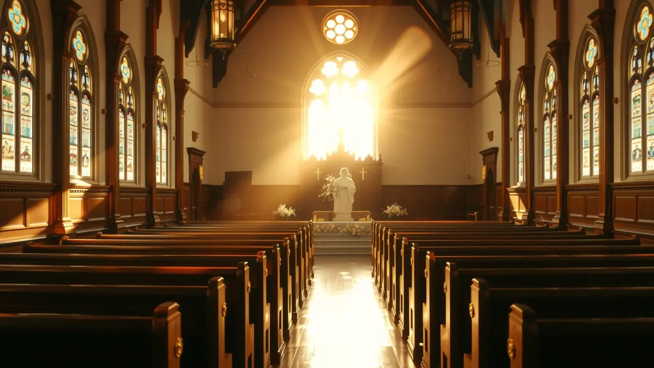 Interior de igreja iluminada