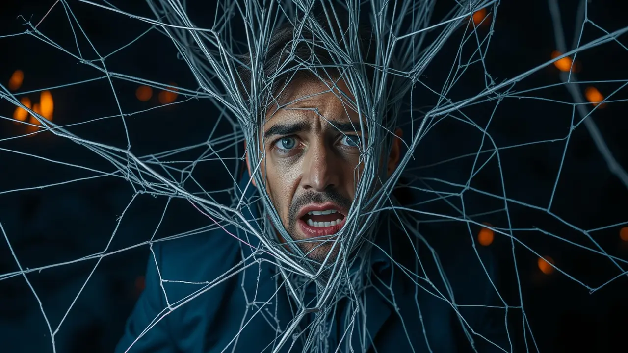 Pessoa presa em teia de responsabilidades