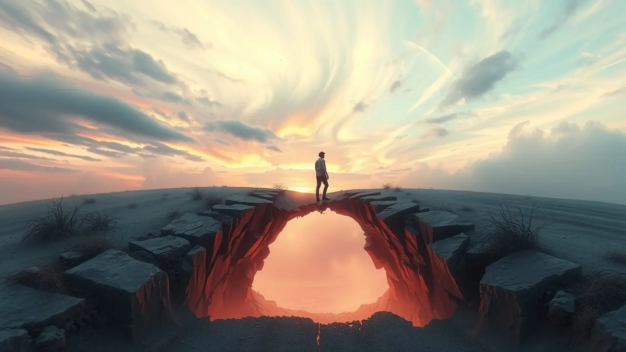 Sonhar com Imprevisto: Desvende os Significados! Pessoa surpresa com estrada quebrada em sonho