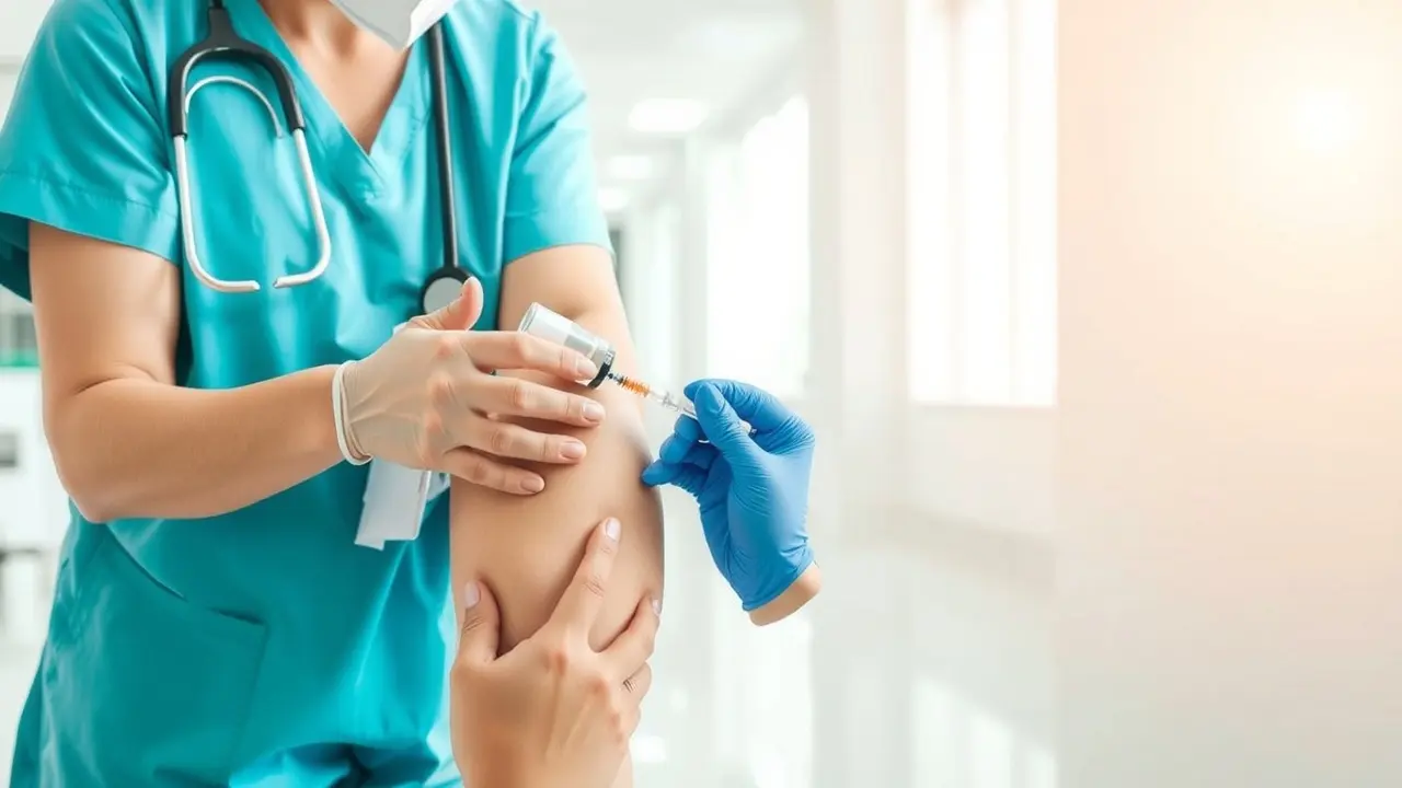 Pessoa recebendo vacina em clínica