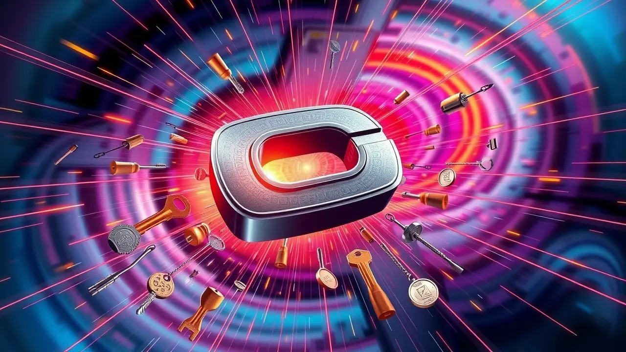 Poderoso imã atraindo objetos.