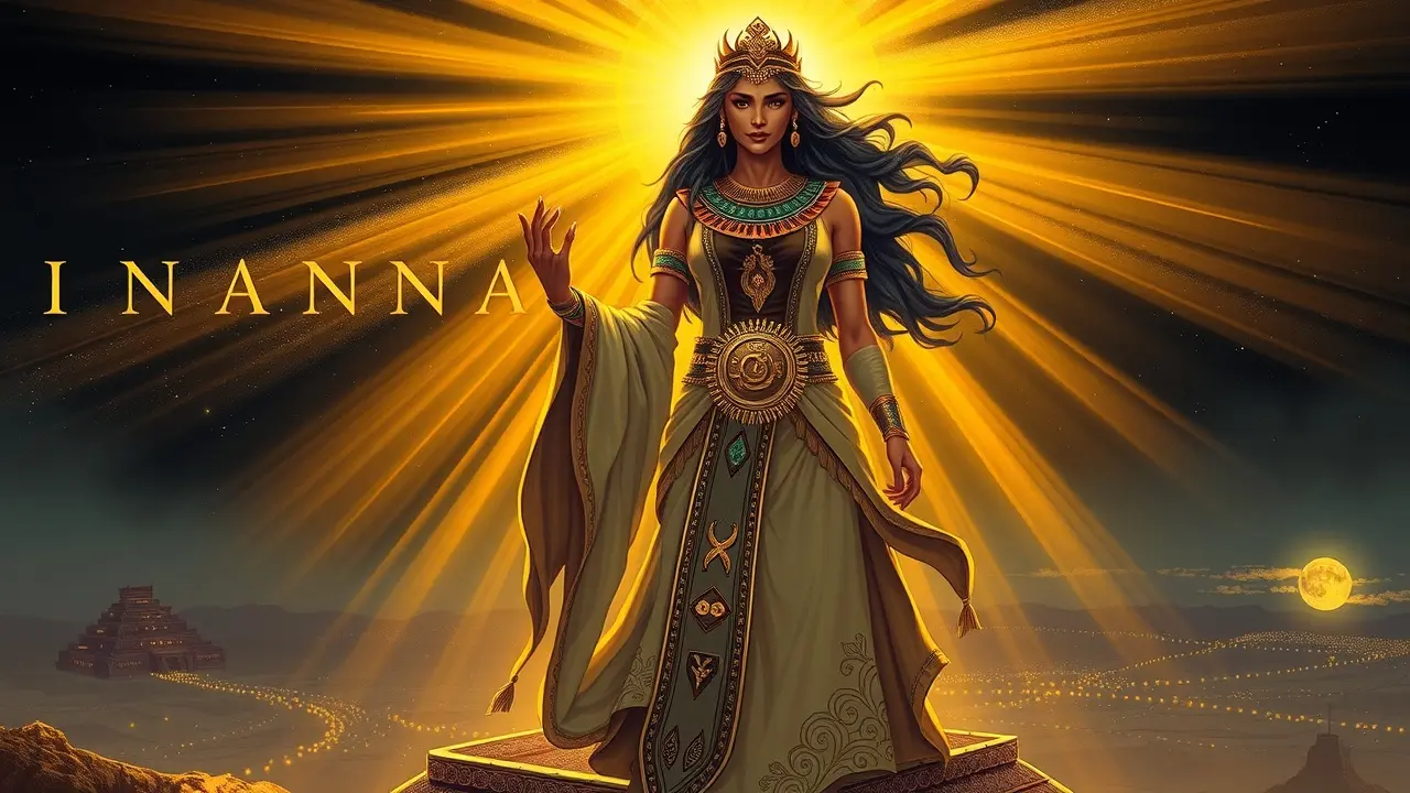 Sonhar com Inanna: Desvende os Mistérios da Deusa do Amor e da Guerra Deusa Inanna em ilustração detalhada