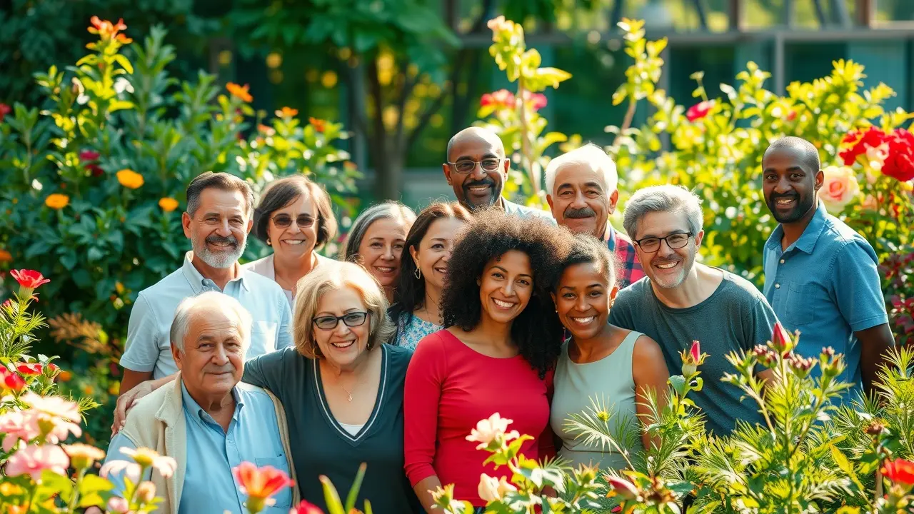 Sonhar com Inclusão: Desvendando os Significados Ocultos Grupo diverso desfrutando de um jardim inclusivo
