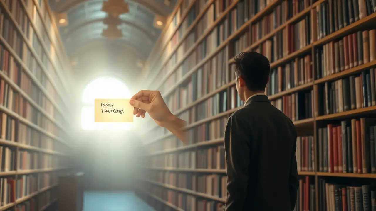 Significado de Sonhar com Índice: Decifre os Sinais do Seu Subconsciente Sonho com índice em biblioteca iluminada.