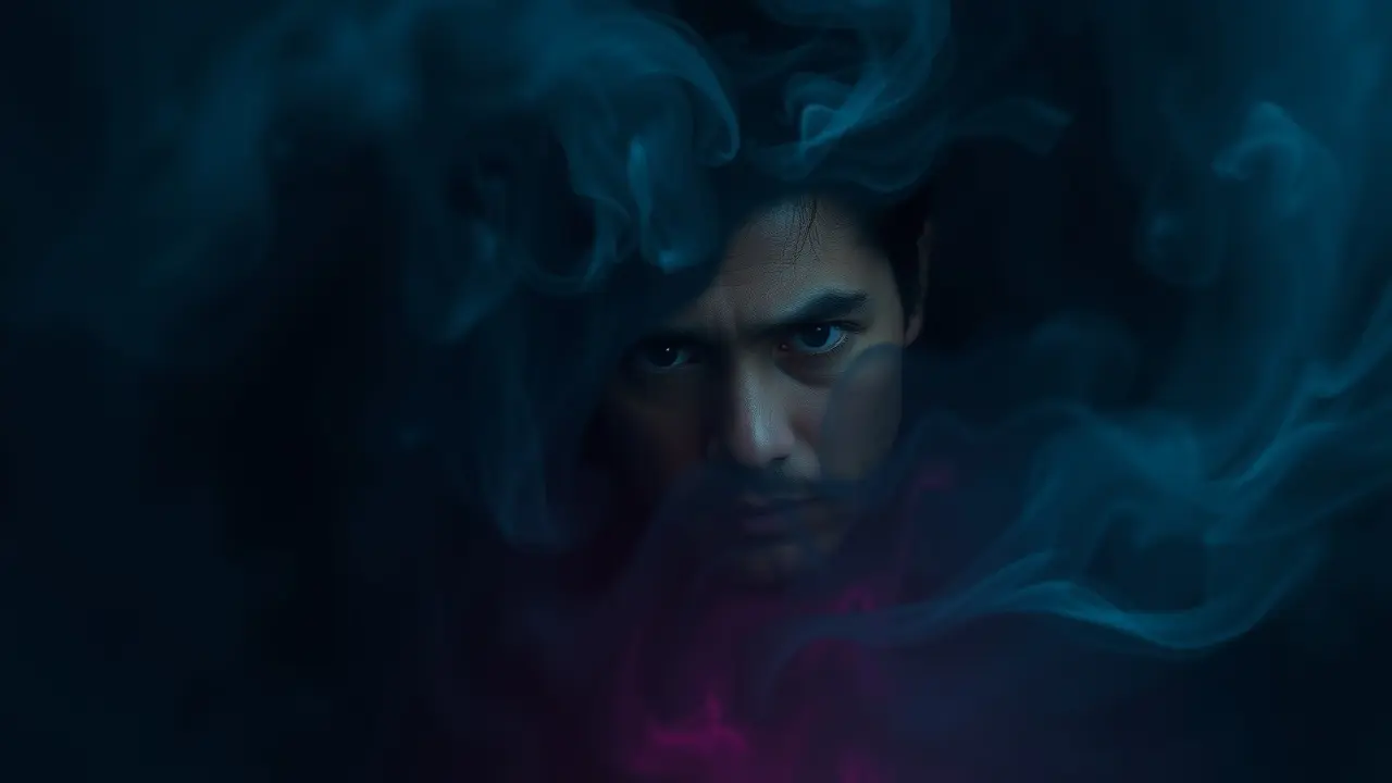 Sonhar com Infecção: Descubra os Significados e Interpretações Pessoa preocupada cercada por energia escura, simbolizando infecção em sonho.