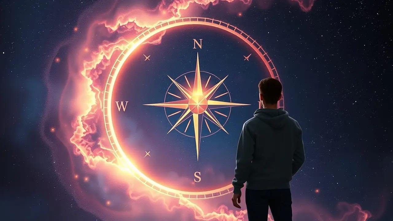Sonhar com Instinto: Desvende os Significados Ocultos Bússola brilhante guiando o coração em um sonho.