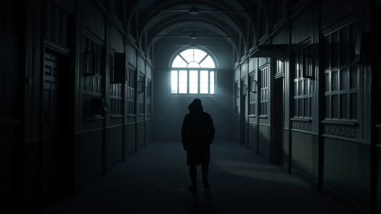 Sonhar com Institucionalização: Desvendando os Significados Ocultos Corredor sombrio em edifício institucional antigo