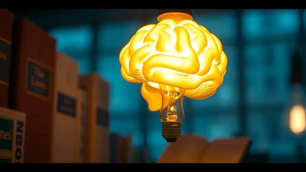 Lâmpada em forma de cérebro representando inteligência