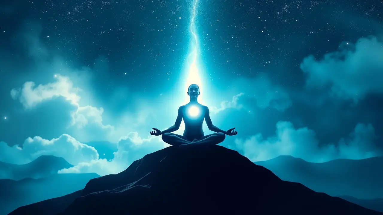 Sonhar com Interiorização: Desvende os Significados Profundos Pessoa meditando no topo da montanha.