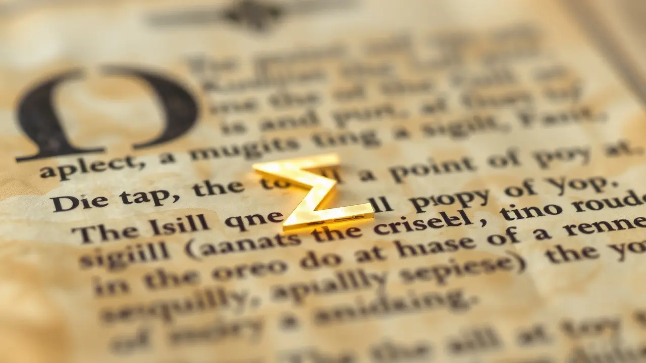 Significado de Sonhar com Iota: Desvende os Mistérios do Seu Inconsciente Letra iota brilhante em pergaminho antigo