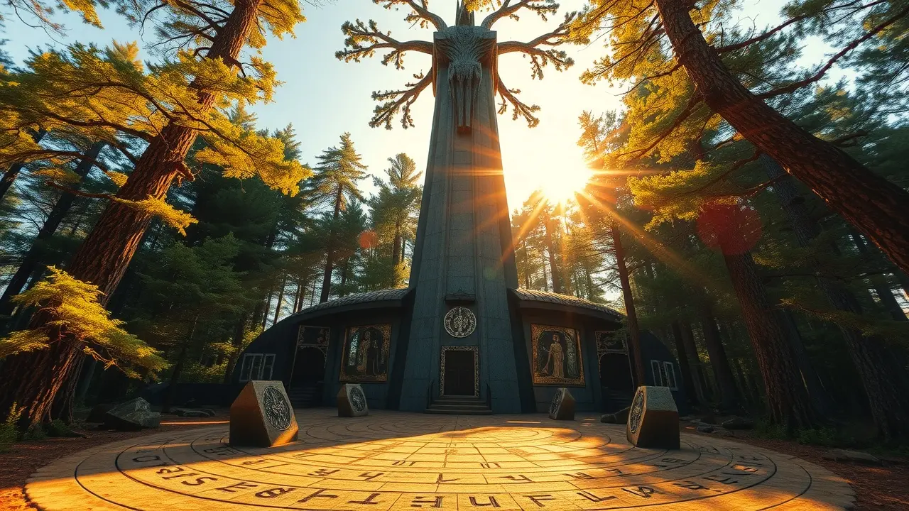 Irminsul imponente sob a luz do sol