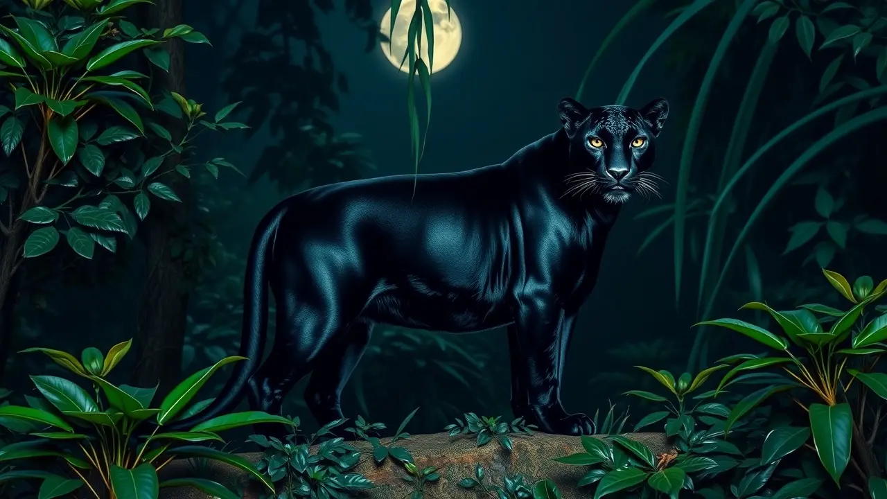 Jaguar negro na floresta