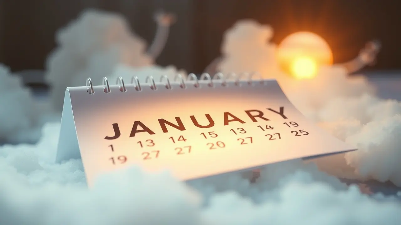 Calendário mostrando janeiro, simbolizando novos começos.