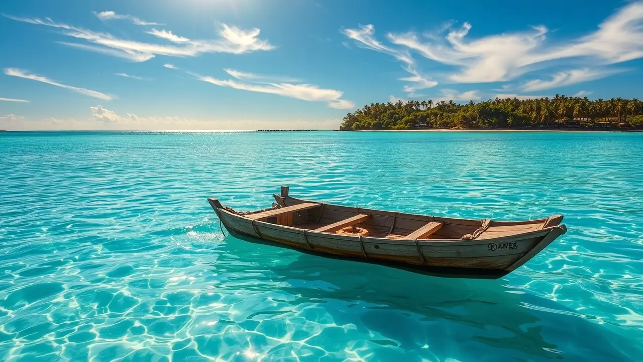 Jangada flutuando em águas calmas