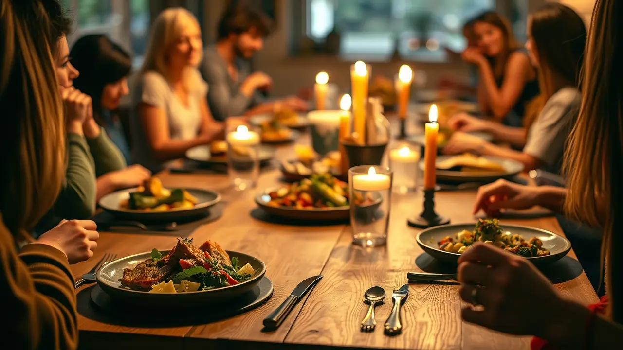 Jantar aconchegante à luz de velas