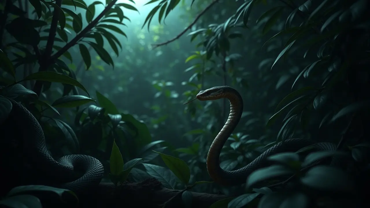 Jararaca camuflada na mata