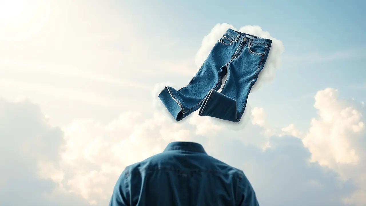 Sonho com calças jeans azuis no céu