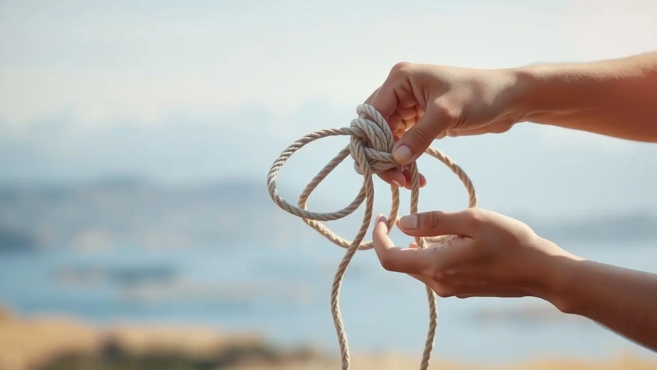 Significado de Sonhar com Jiě: Desvendando os Mistérios do Inconsciente Pessoa desatando nó simbolizando resolução