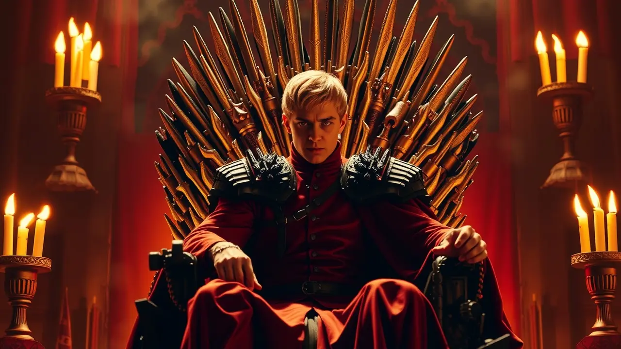 Sonhar com Joffrey Baratheon: Decifrando o Significado Joffrey Baratheon sentado no trono de ferro, sonho