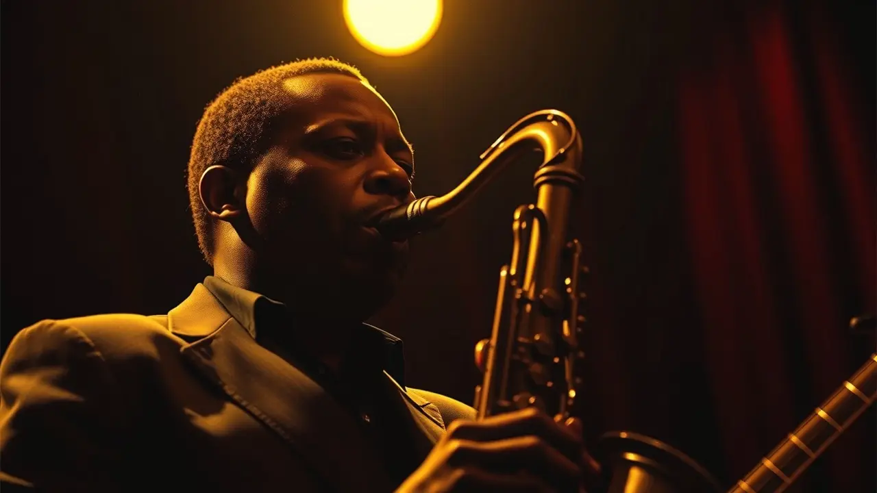 Significado de Sonhar com John Coltrane: Uma Análise Profunda John Coltrane tocando saxofone em um palco escuro