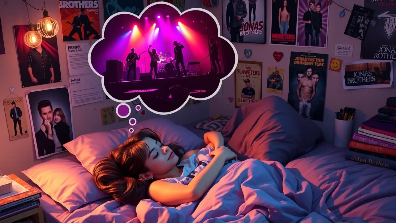 Significado de Sonhar com Jonas Brothers: Interpretações e Simbolismos Mulher sonhando com Jonas Brothers.