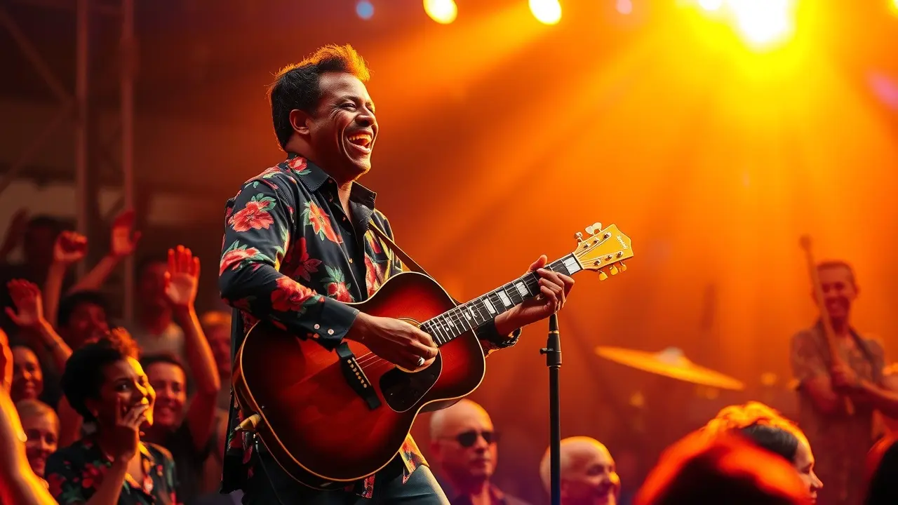Jorge Ben Jor no palco, show vibrante