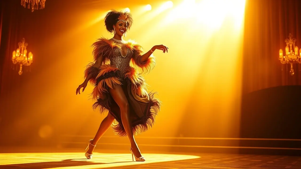 Joséphine Baker em um palco brilhante.