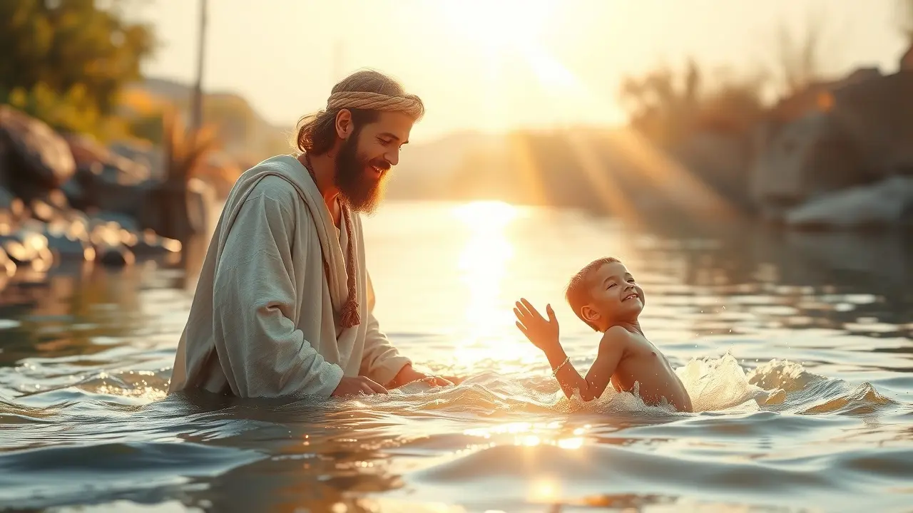 João Batista batizando no rio Jordão