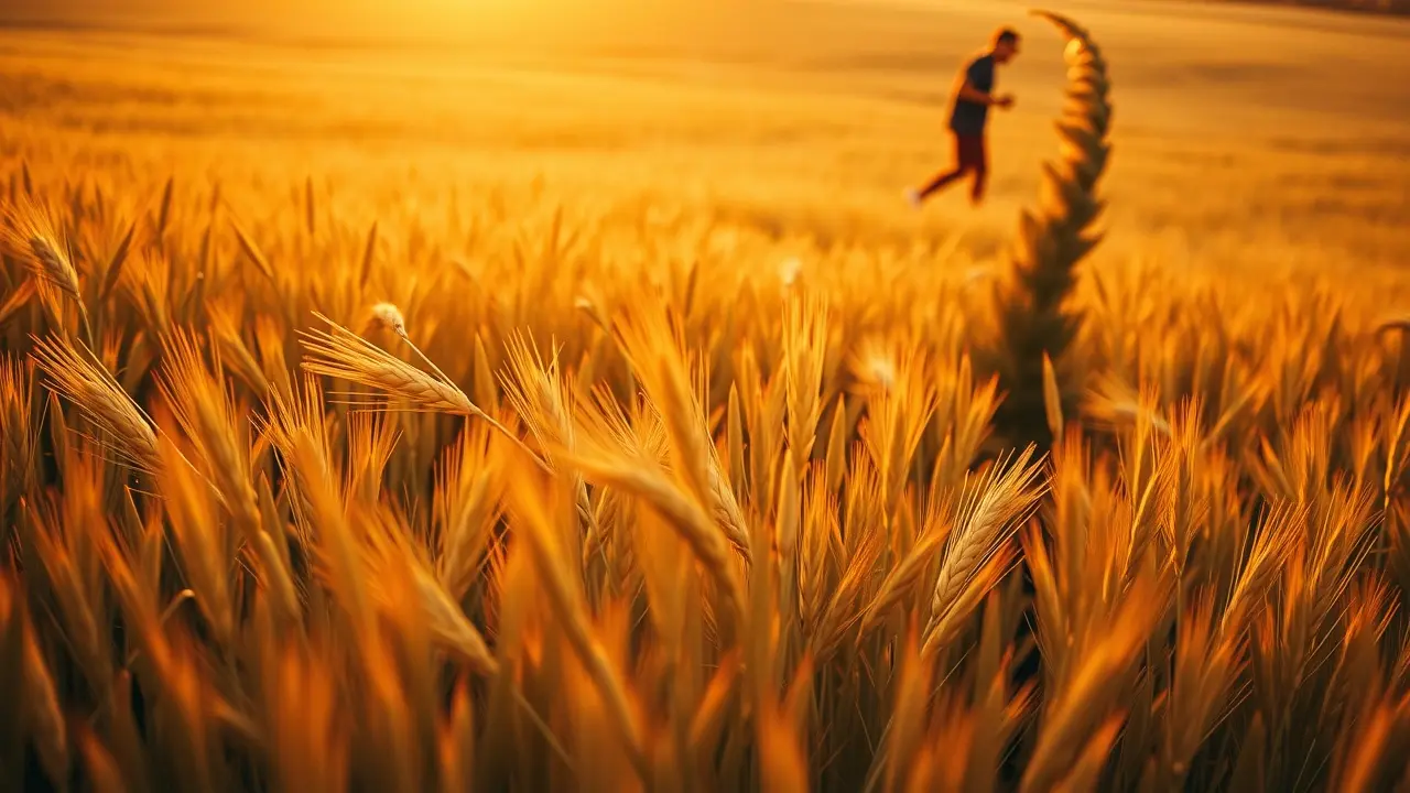 Campo de trigo ensolarado em julho.